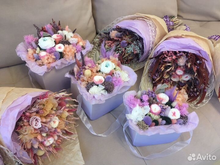 Букеты на 1 сентября из стабилизироованных цветов