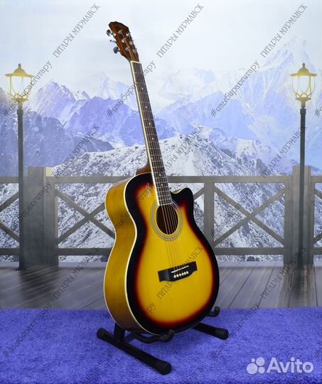 Акустическая гитара (новая) глянцевая, комплект