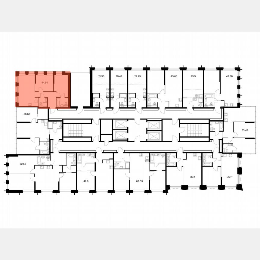 2-к. квартира, 54,9 м², 16/32 эт.