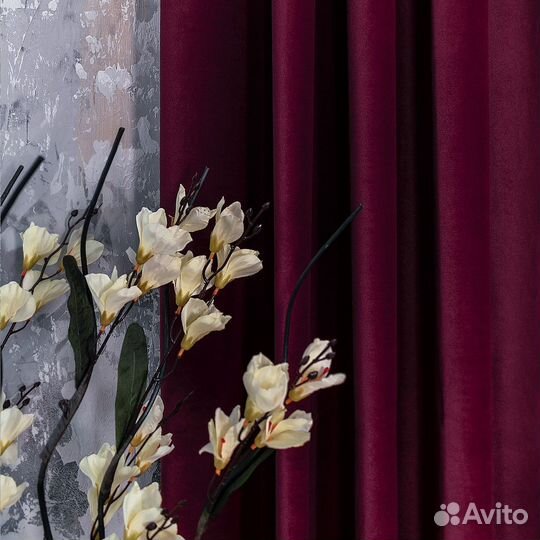 Шторы бархат богема бордо новые пошив