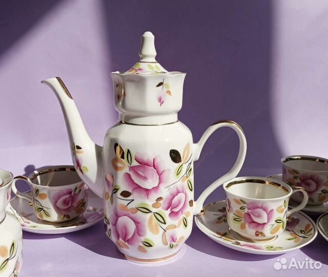 Сервиз ручная роспись СССР 1960-е костяной фарфор