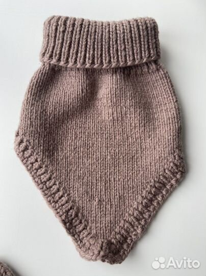 Зимняя шапка снуд манишка варежки новые