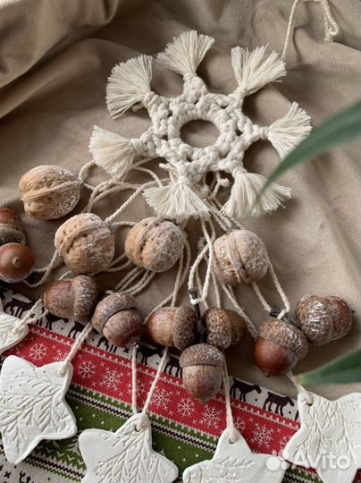Набор елочных игрушек макраме ручной работы