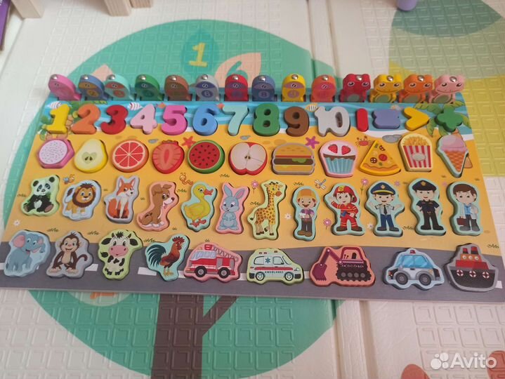 Развивающий деревянный сортер с магнитной рыбалкой