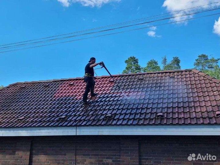 Мойка крыш, очистка мха, обработка, гарантия