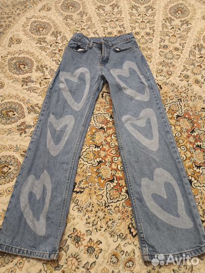 Джинсы с рисунком для девочки 152