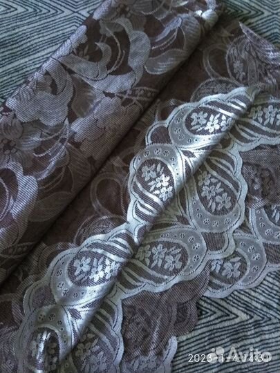 Продам тюль тёмно-коричневый, фестонный край