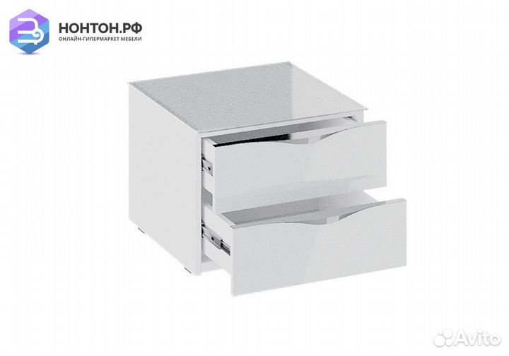 Тумба прикроватная Глосс с 2 ящиками белый глянец