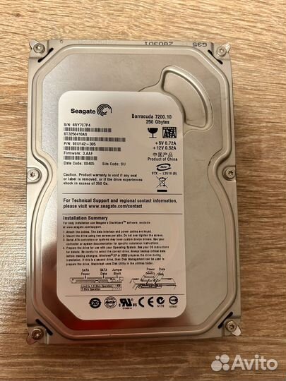 Жесткий диск seagate barracuda 7200.10 250gb