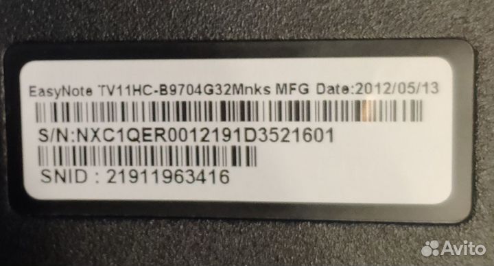 Packard bell easynote tv11hc