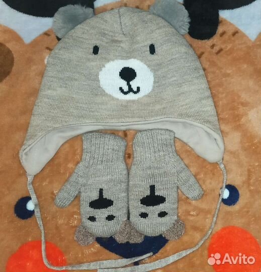 Демисезонный ком-кт шапка и варежки Baby Go 46-48
