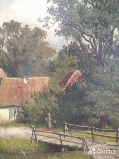 Старинная картина на холсте 