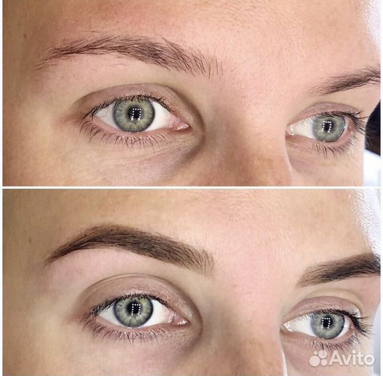 Коррекция бровей нитью окрашивание хной