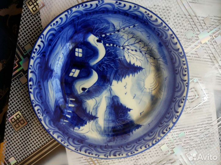 Настенная тарелка Гжель