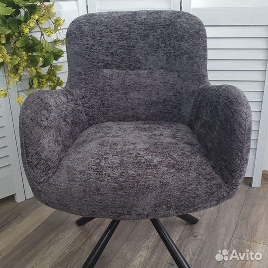 Стул Luis шенил серый, поворотно-возвратный механизм 180 градусов