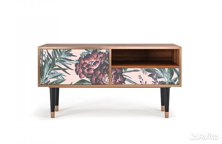 Тв-тумба T3 - Орех - Peach Peonies