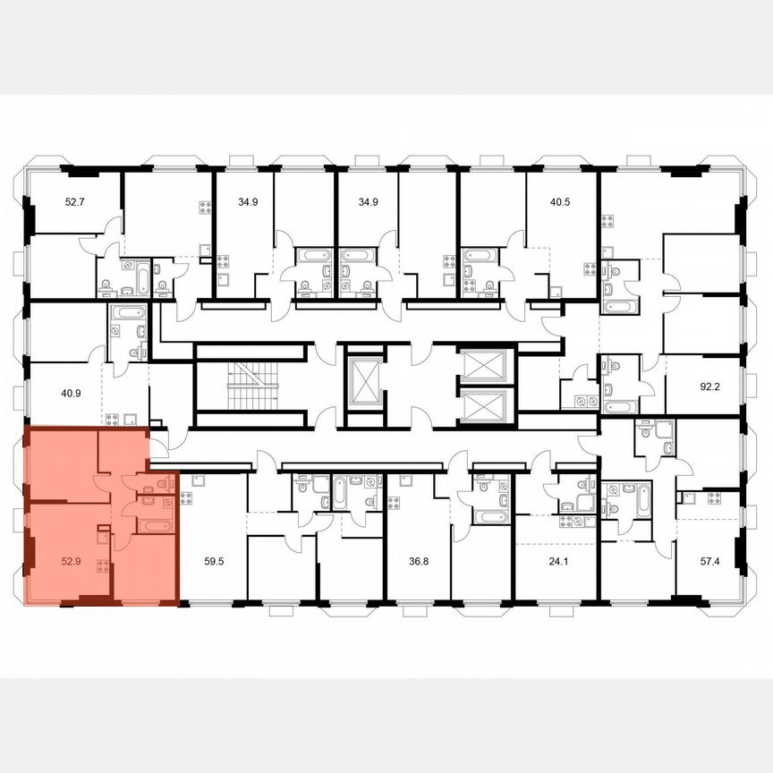 2-к. квартира, 52,6 м², 2/13 эт.