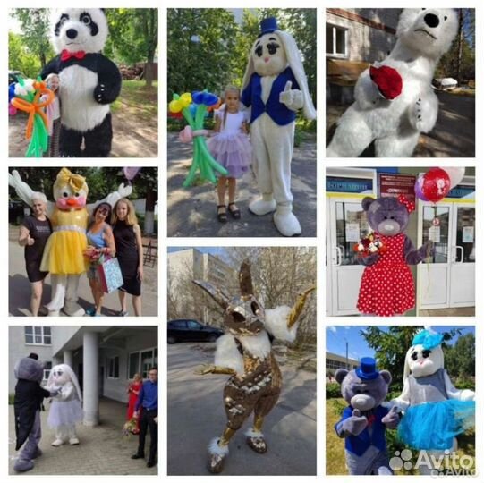 Ростовые куклы Панда/ Мишка тедди/Белый Умка/заяц