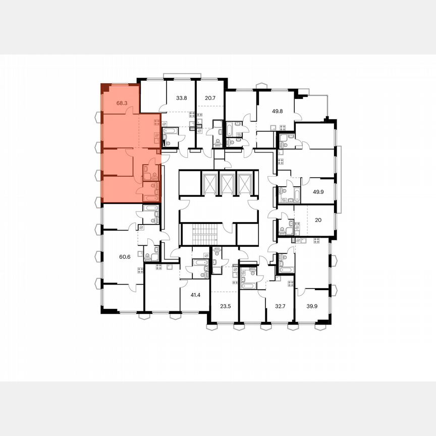 3-к. квартира, 68,3 м², 24/24 эт.