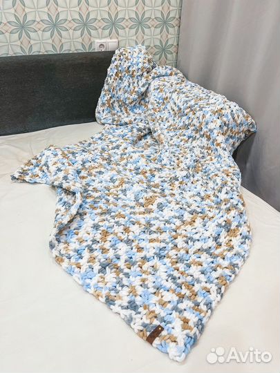 Детский вязанный плед плюшевый