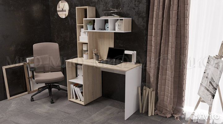 Стол компьютерный №4 Дуб сонома/Белый