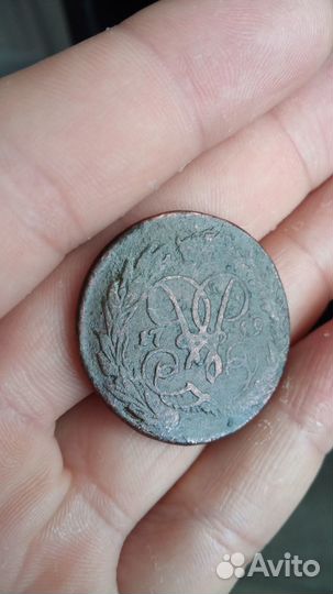 2 коп.1759 г.Номинал над гербом