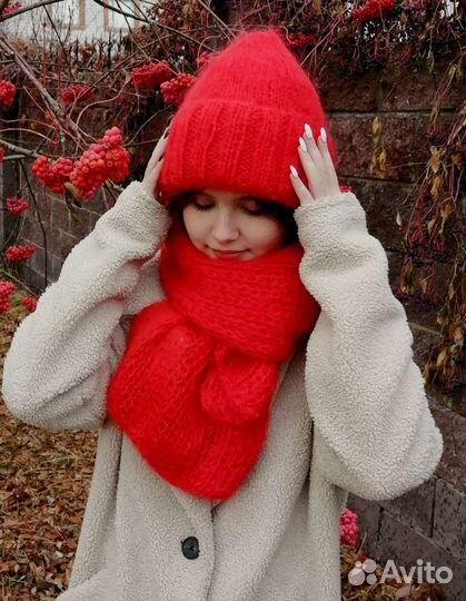 Тёплый зимний комплект из мохера с флисом