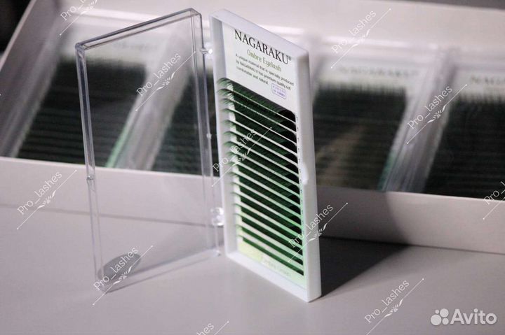 Ресницы Nagaraku черно-зелёные омбре mix