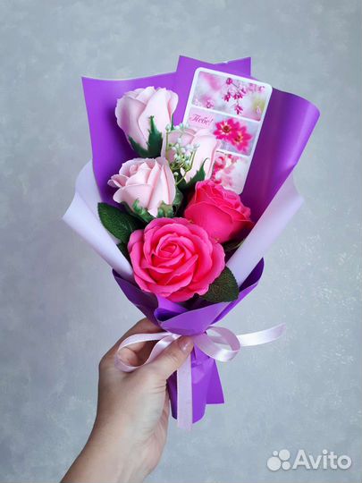 Мини букет из мыльных роз