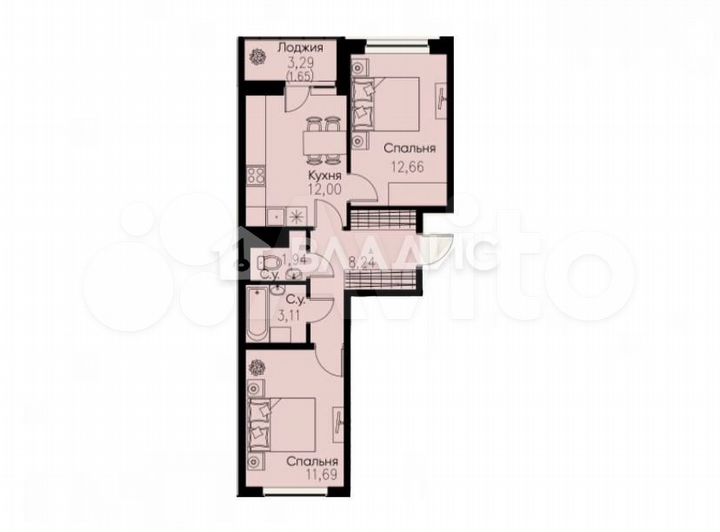 2-к. квартира, 51,3 м², 5/12 эт.