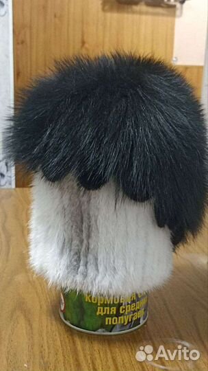Шапка норковая вязаная женская