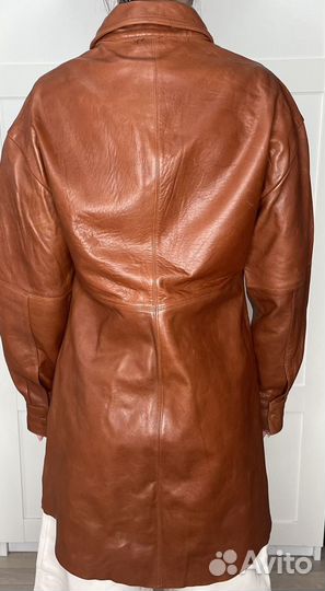 Куртка рубашка из плотной натуральной кожи от Zara