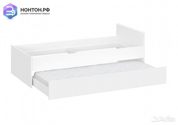 Кровать детская Грейс с выкатным местом белая текс