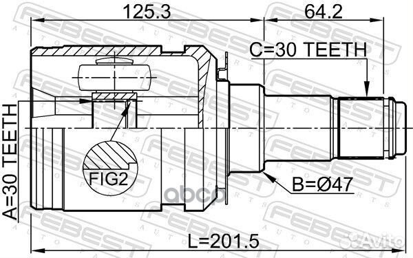 ШРУС внутренний 30X47X30 toyota land cruiser PR