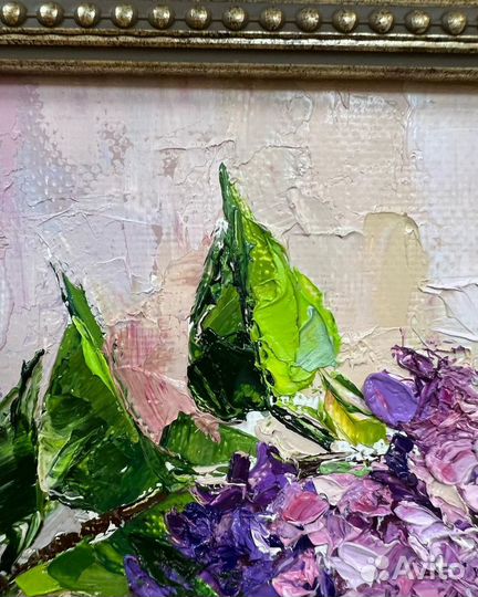 Картина маслом. Ветка сирени