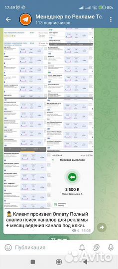 Менеджер Телеграм канала / Продвижение тг