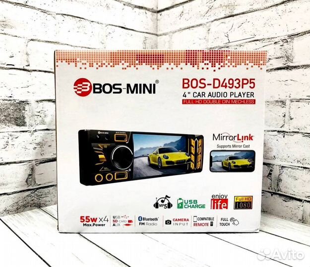 Магнитола 1 din с экраном Bos-D493P5