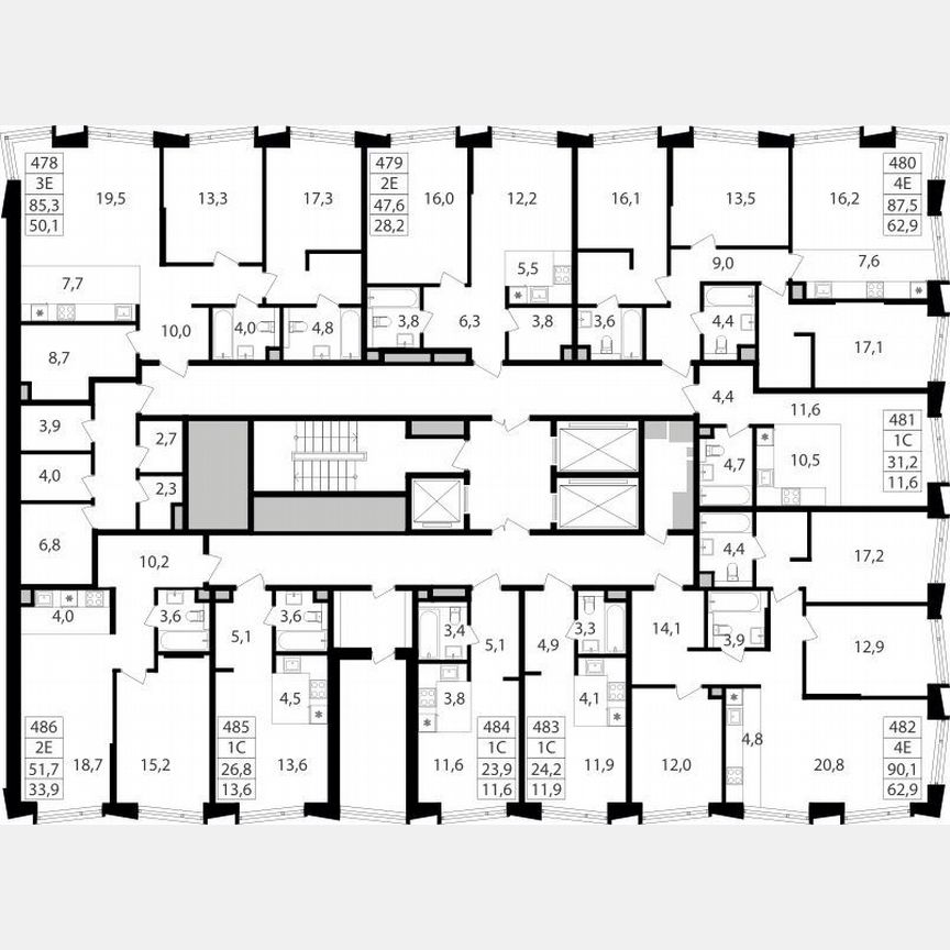3-к. квартира, 87,5 м², 12/25 эт.