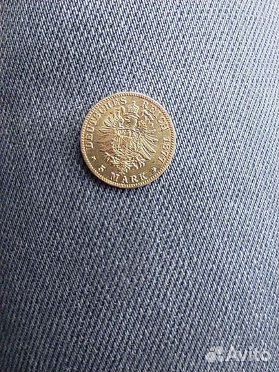 Золотая монета 5Mark1877