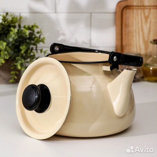 Чайник сферический, 3 л, индукция, цвет слоновая к