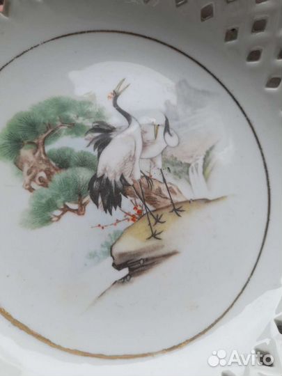 Тарелка/сухарница Журавли Китай