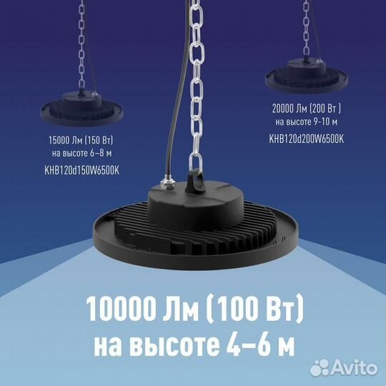 Светильник светодиодный UFO HIgh Bay 100Вт 6500К 174-265В для высоких пролетов космос KHB120d100W650