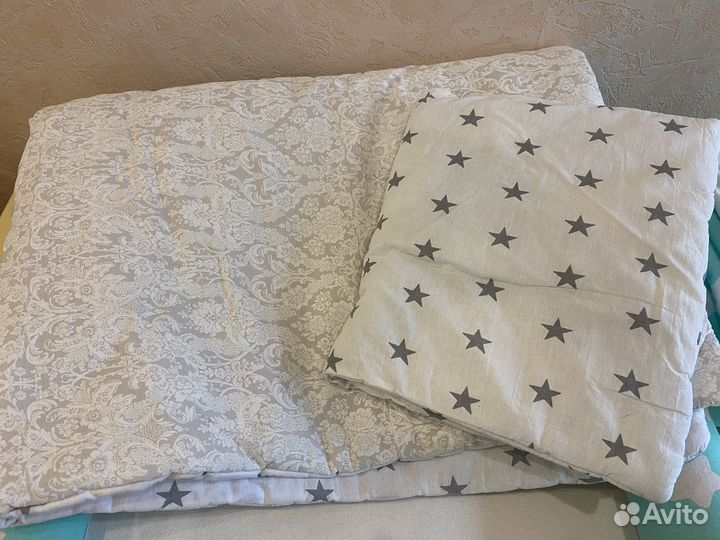 Бортики для кроватки, балдахин,постельное бельё