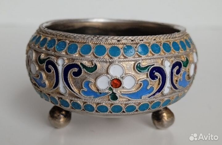 Солонка, серебро 84 пробы, эмаль, Москва, 1894