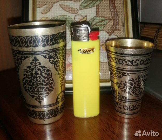 Набор старинных серебряных стопок, п. Кубачи, СССР