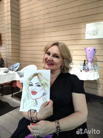 Портрет, шарж по фото шаржист на праздник