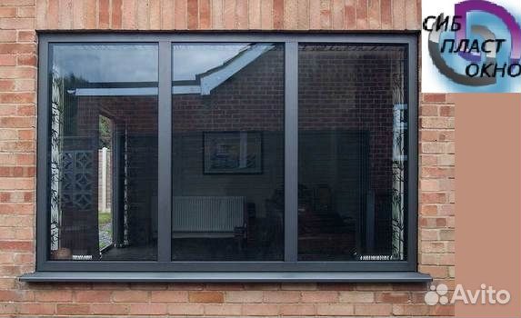 Окно из алюминия трехсекционное 2050*1300