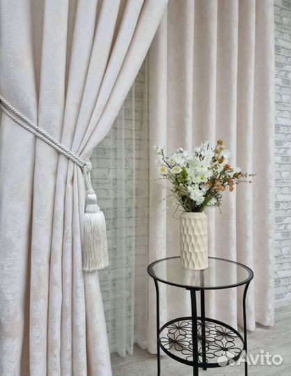 Шторы под мрамор/тюль 260/300