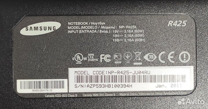 Ноутбук Samsung R425 на запчасти