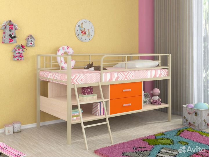 Кровать-чердак Севилья мини с ящиками